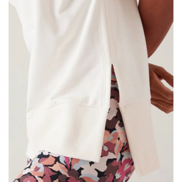 Athleta XL Retroterry V-Neck Sweatshirt Tee  Sleeveless Cream Ivory - Picture 6 of 7